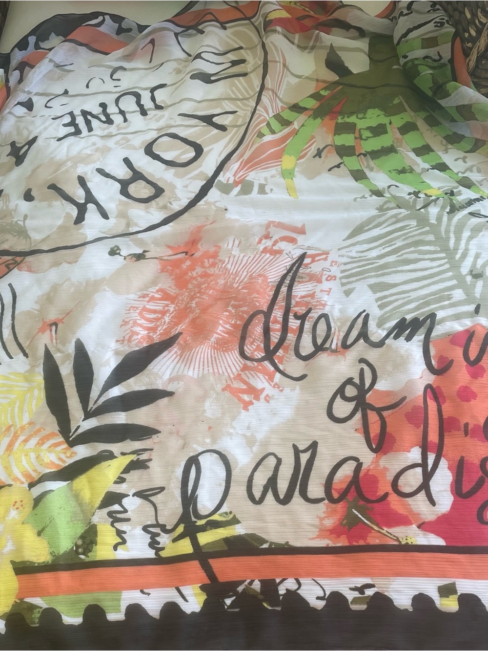 Christopher & Banks “ Dreaming of Paradise” Scarf 39 inches Square NWT
